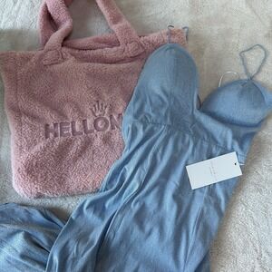 Hello Molly Dear Emilia Companion Star Maxi Dress Size XS Blue Lined Sparkle NWT